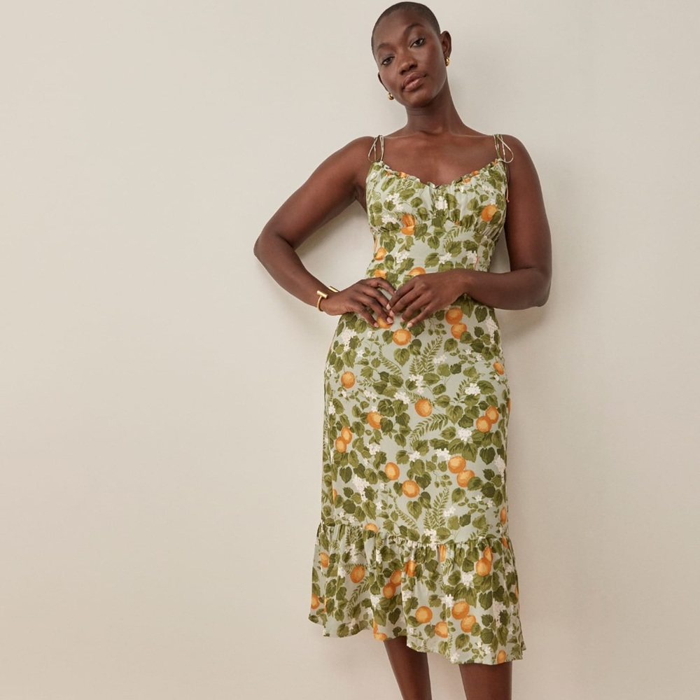 Reformation Embry Dress in Orange Grove